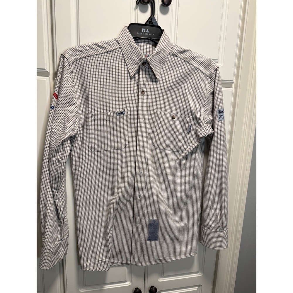 Tyndale FRMC Flame Resistant Work Shirt Long Sleeve Plaid Mens Size Medium USA